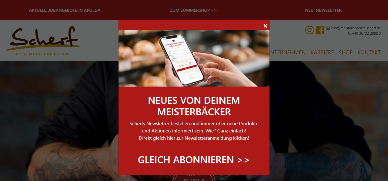 Website Meister Bäcker Scherf