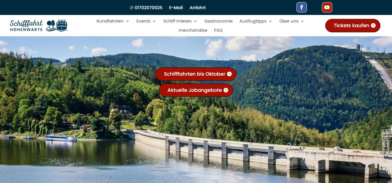 Website Fahrgastschifffahrt Hohenwarte