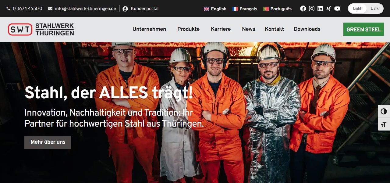 Website STAHLWERK Thüringen GmbH
